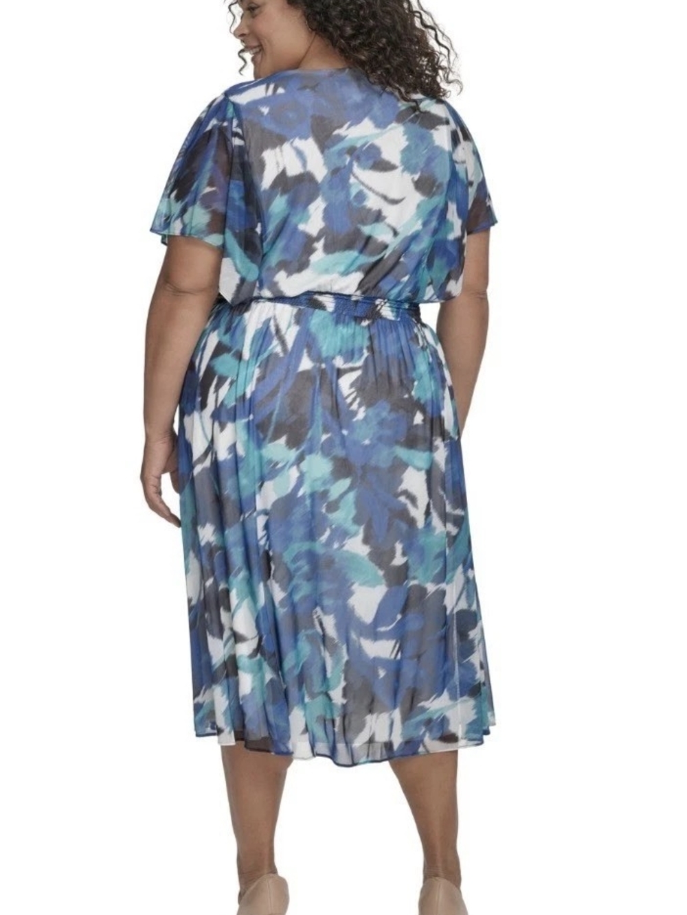 Flutter Sleeve Fit & Flare Midi Dress NWT - Picture 3 of 4